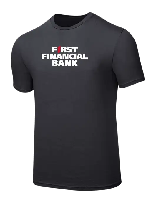 Seriously Soft Charcoal T-Shirt w/First Financial Bank Logo
