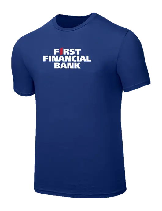 Seriously Soft Dark Royal T-Shirt w/First Financial Bank Logo