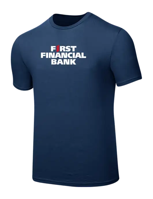 Seriously Soft Deep Slate Blue T-Shirt w/First Financial Bank Logo