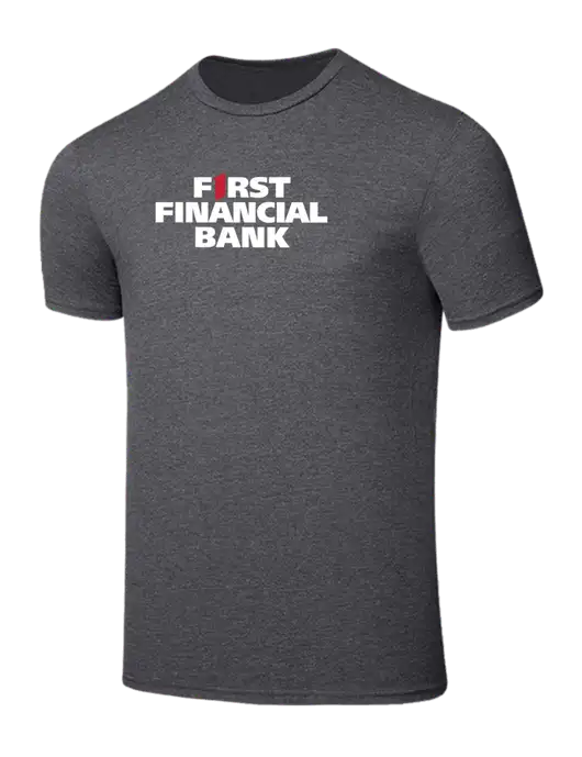 Seriously Soft Heathered Charcoal T-Shirt w/First Financial Bank Logo
