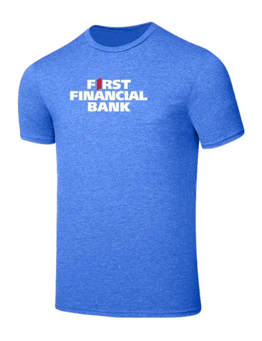 Seriously Soft Heathered Royal T-Shirt w/First Financial Bank Logo