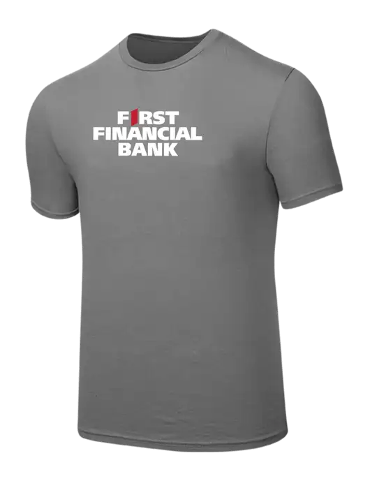Seriously Soft Medium Grey T-Shirt w/First Financial Bank Logo