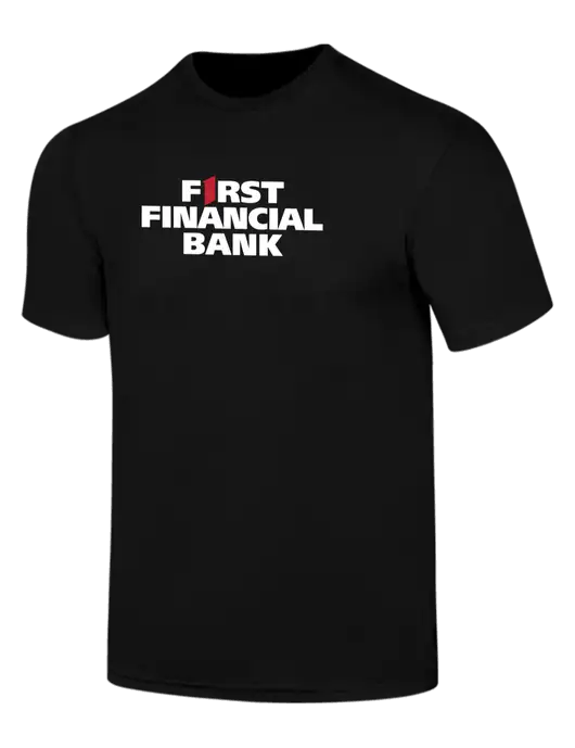 Simply Soft Black 4.5oz  Poly/Combed Ring Spun Cotton T-Shirt w/First Financial Bank Logo
