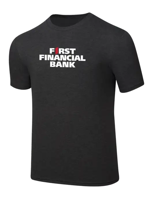Simply Soft Black Frost 4.5oz  Poly/Combed Ring Spun Cotton T-Shirt w/First Financial Bank Logo