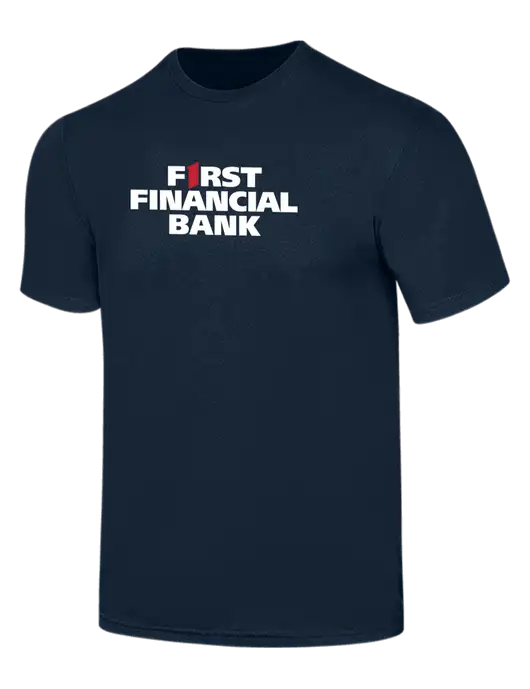 Simply Soft Navy 4.5oz  Poly/Combed Ring Spun Cotton T-Shirt w/First Financial Bank Logo