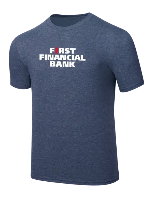 Simply Soft Navy Frost 4.5oz  Poly/Combed Ring Spun Cotton T-Shirt w/First Financial Bank Logo