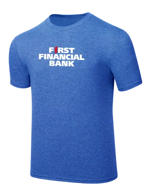 Simply Soft Royal Frost 4.5oz  Poly/Combed Ring Spun Cotton T-Shirt w/First Financial Bank Logo