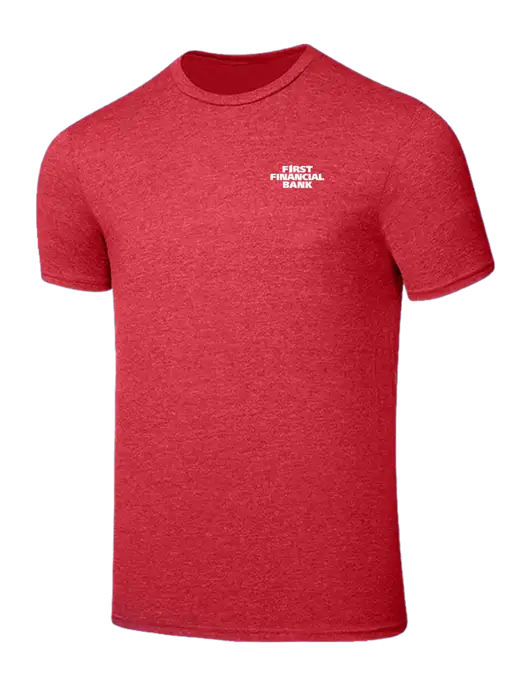 Seriously Soft Heathered Red T-Shirt w/First Financial Bank Logo