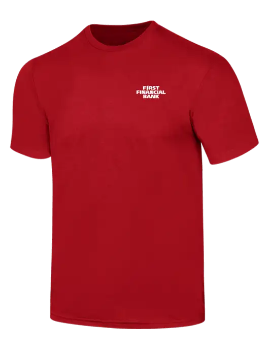 Simply Soft Red 4.5oz  Poly/Combed Ring Spun Cotton T-Shirt w/First Financial Bank Logo