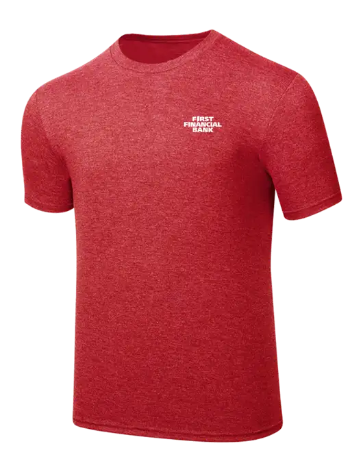 Simply Soft Red Frost 4.5oz  Poly/Combed Ring Spun Cotton T-Shirt w/First Financial Bank Logo