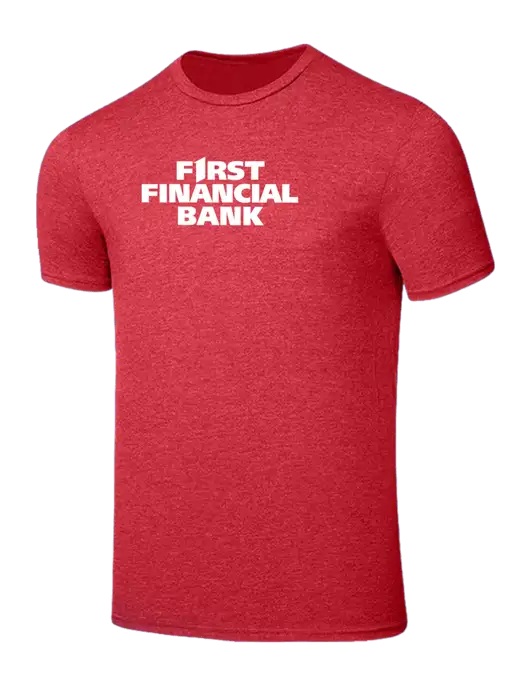 Seriously Soft Heathered Red T-Shirt w/First Financial Bank Logo