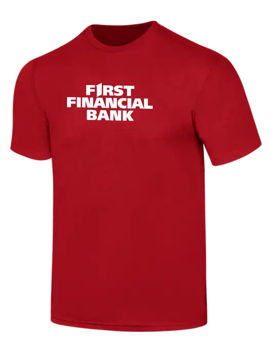 Simply Soft Red 4.5oz  Poly/Combed Ring Spun Cotton T-Shirt w/First Financial Bank Logo