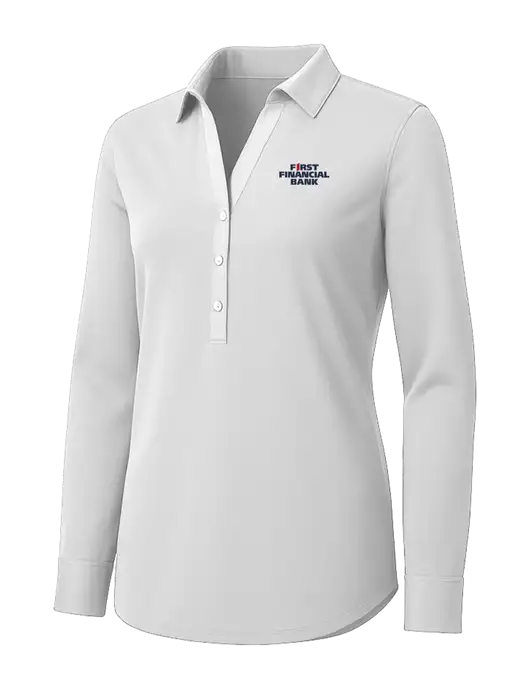 Womens White City Stretch Shirt w/First Financial Bank Logo