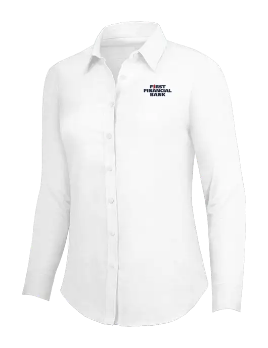 White Womens SuperPro Oxford Shirt w/First Financial Bank Logo