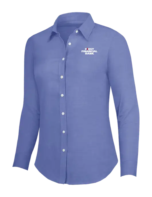 Navy Womens SuperPro Oxford Shirt w/First Financial Bank Logo