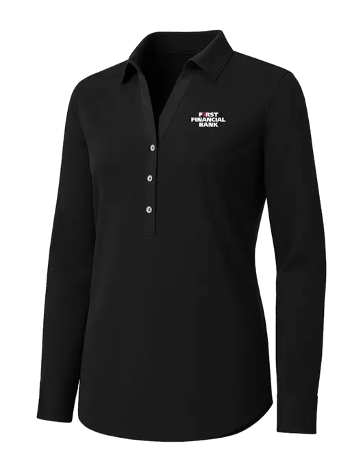 Womens Black City Stretch Shirt w/First Financial Bank Logo