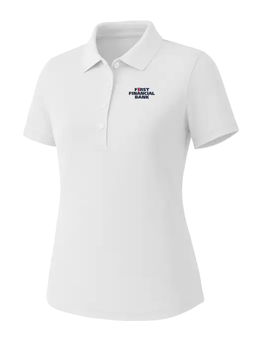 Callaway Womens Core Bright White Performance Polo w/First Financial Bank Logo