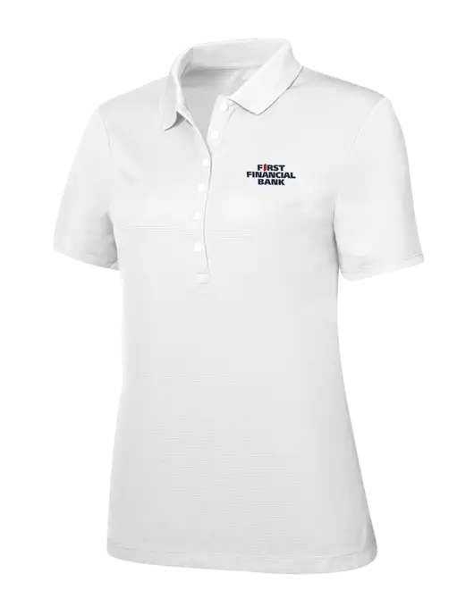 Callaway Womens Ottoman Bright White Polo w/First Financial Bank Logo