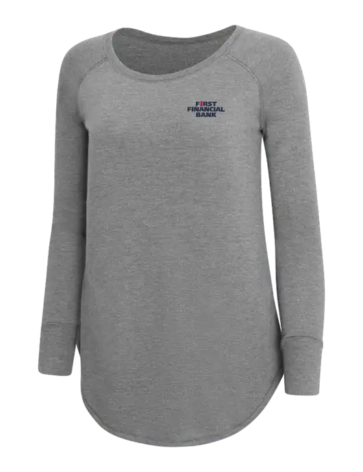 Womens Perfect Wide Collar Tunic Tri-Blend Grey Frost 4.5 oz T-Shirt w/First Financial Bank Logo