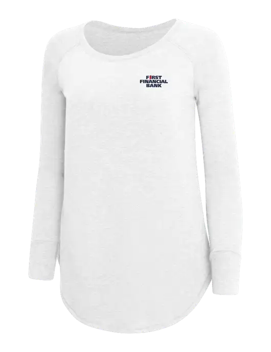 Womens Perfect Wide Collar Tunic Tri-Blend White 4.5 oz T-Shirt w/First Financial Bank Logo
