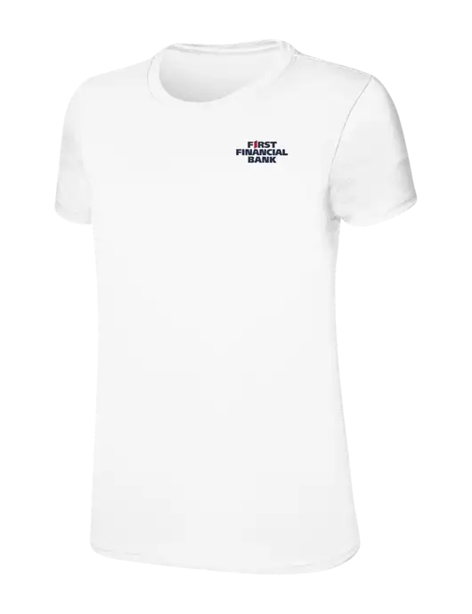 Womens Ring Spun White 4.5 oz T-Shirt w/First Financial Bank Logo