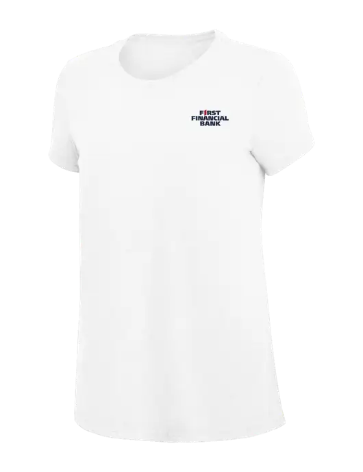 Womens Simply Soft White 4.5oz Poly/Combed Ring Spun Cotton T-Shirt
 w/First Financial Bank Logo