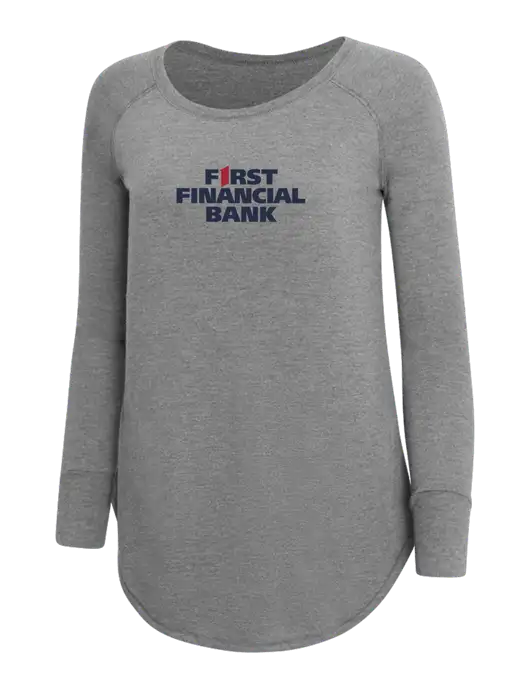 Womens Perfect Wide Collar Tunic Tri-Blend Grey Frost 4.5 oz T-Shirt w/First Financial Bank Logo