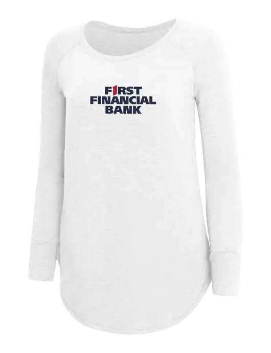 Womens Perfect Wide Collar Tunic Tri-Blend White 4.5 oz T-Shirt w/First Financial Bank Logo