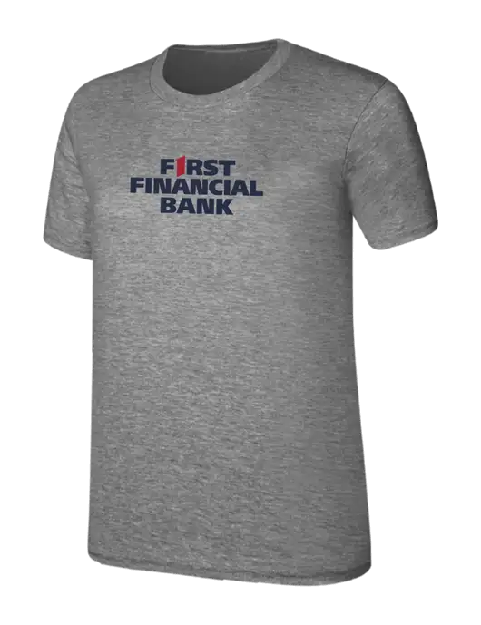 Womens Ring Spun Light Grey Heather 4.5 oz T-Shirt w/First Financial Bank Logo