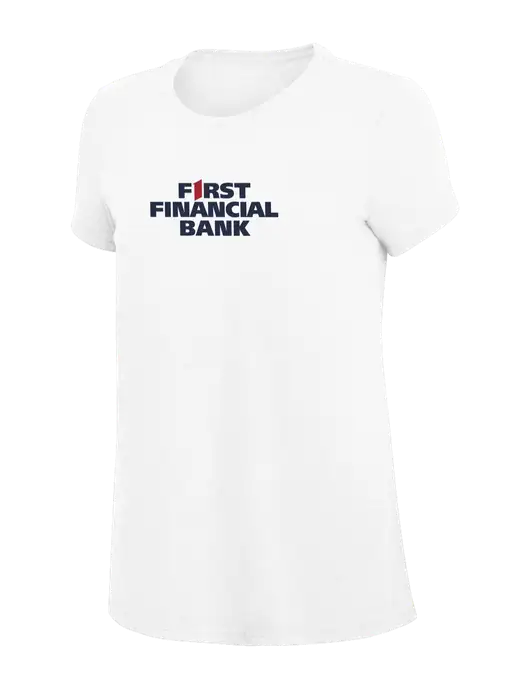 Womens Simply Soft White 4.5oz Poly/Combed Ring Spun Cotton T-Shirt
 w/First Financial Bank Logo