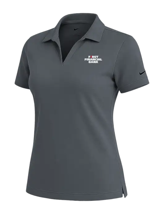 NIKE Dark Grey Womens Dri-Fit Micro Pique Polo w/First Financial Bank Logo