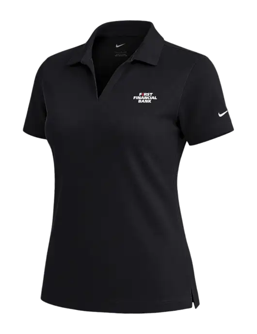 NIKE Black Womens Dri-Fit Micro Pique Polo w/First Financial Bank Logo