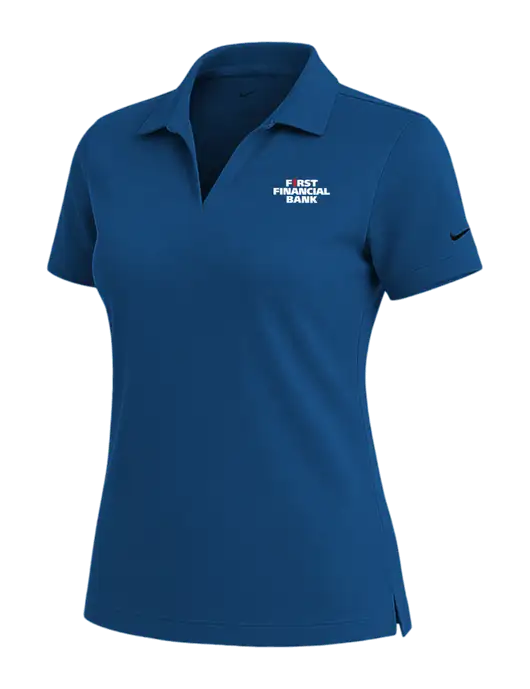 NIKE Dark Royal Womens Dri-Fit Micro Pique Polo w/First Financial Bank Logo