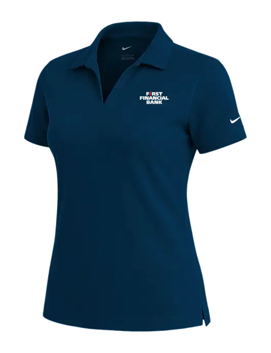 NIKE Navy Womens Dri-Fit Micro Pique Polo w/First Financial Bank Logo