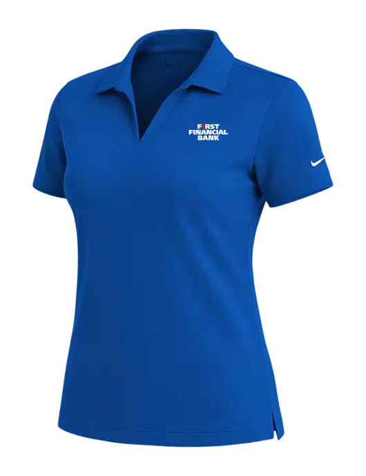 NIKE Royal Womens Dri-Fit Micro Pique Polo w/First Financial Bank Logo