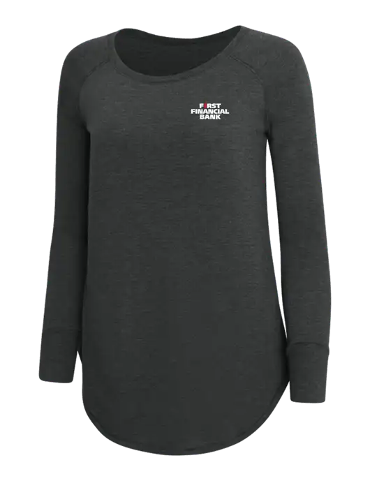 Womens Perfect Wide Collar Tunic Tri-Blend Black Frost 4.5 oz T-Shirt w/First Financial Bank Logo