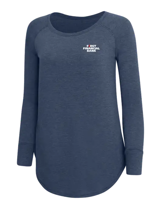 Womens Perfect Wide Collar Tunic Tri-Blend Navy Frost 4.5 oz T-Shirt w/First Financial Bank Logo