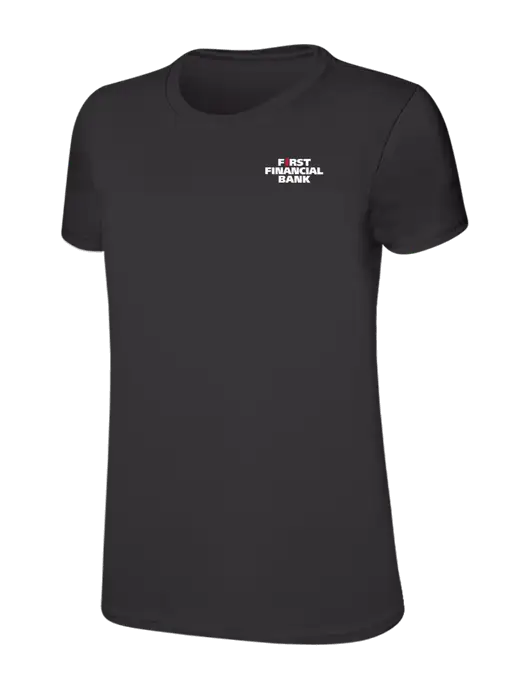 Womens Ring Spun Charcoal 4.5 oz T-Shirt w/First Financial Bank Logo