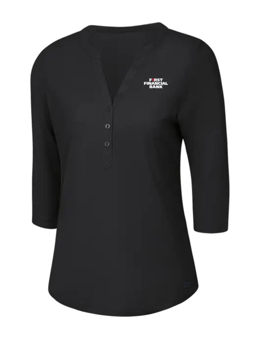 OGIO Blacktop Jewel Henley w/First Financial Bank Logo