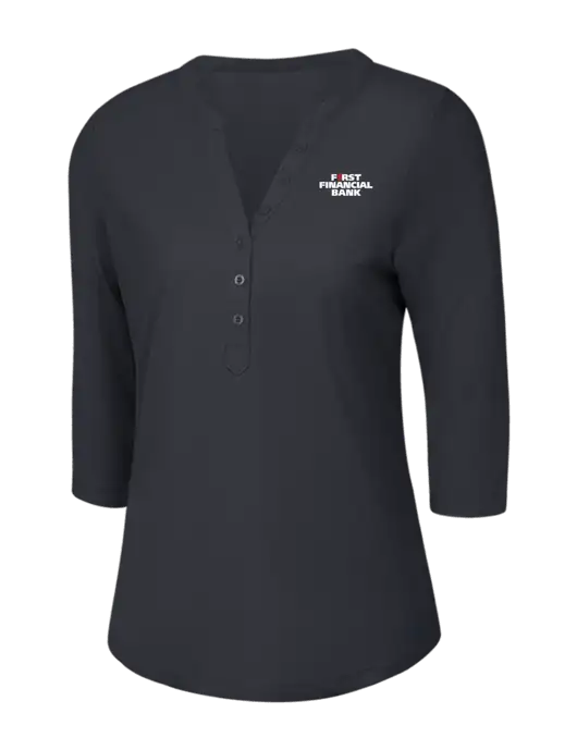 OGIO Charcoal Grey Jewel Henley w/First Financial Bank Logo