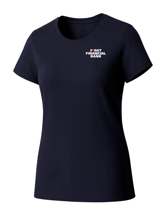 Womens Seriously Soft New Navy T-Shirt w/First Financial Bank Logo