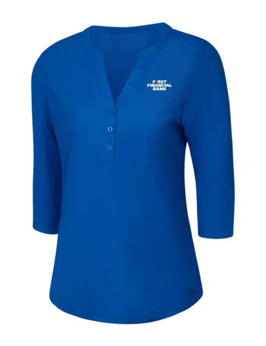OGIO Royal Blue Jewel Henley w/First Financial Bank Logo