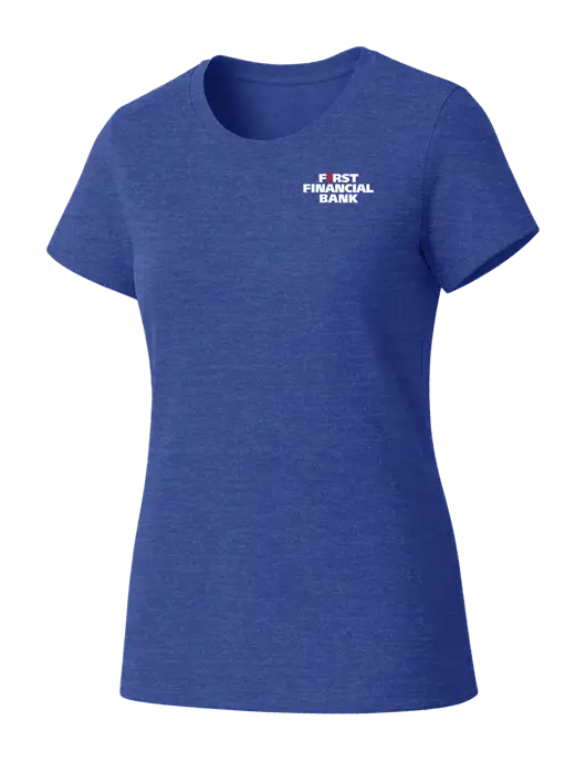 Womens Seriously Soft Royal Frost T-Shirt w/First Financial Bank Logo