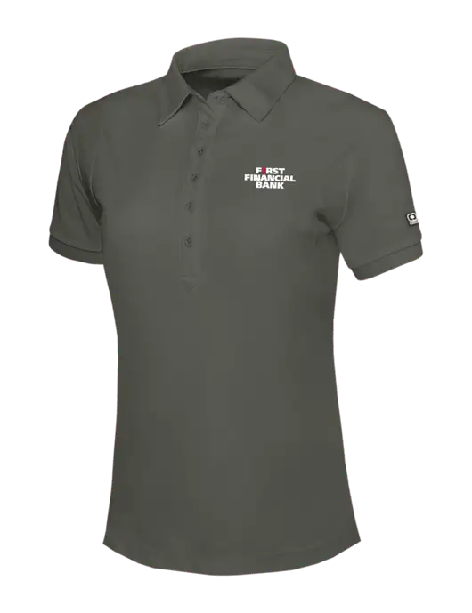 OGIO Womens Medium Grey Jewel Polo w/First Financial Bank Logo