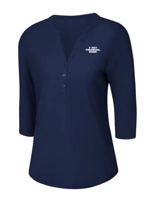 OGIO Navy Jewel Henley w/First Financial Bank Logo