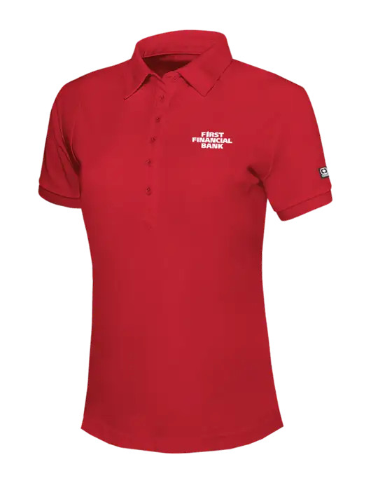OGIO Womens Red Jewel Polo w/First Financial Bank Logo