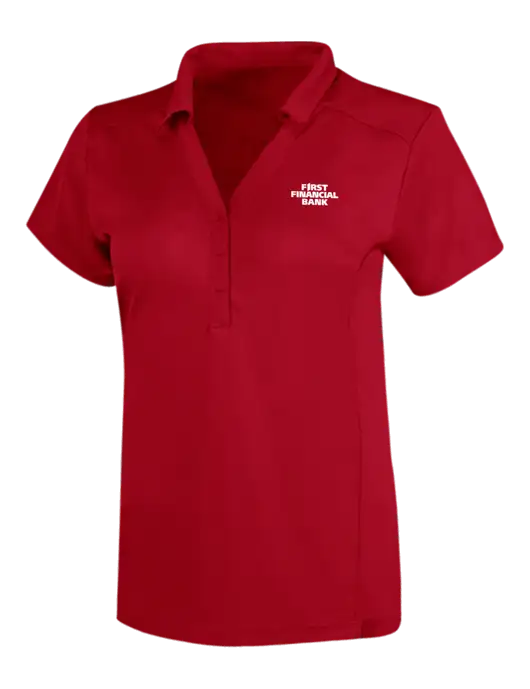 OGIO Red Womens Framework Polo w/First Financial Bank Logo