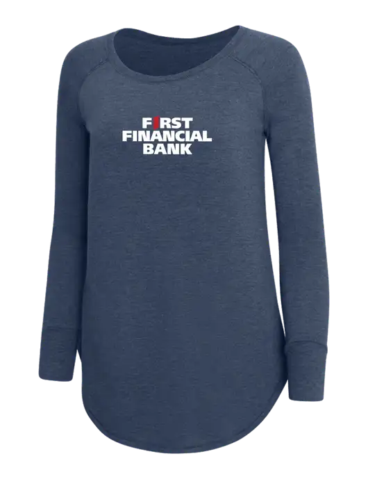 Womens Perfect Wide Collar Tunic Tri-Blend Navy Frost 4.5 oz T-Shirt w/First Financial Bank Logo