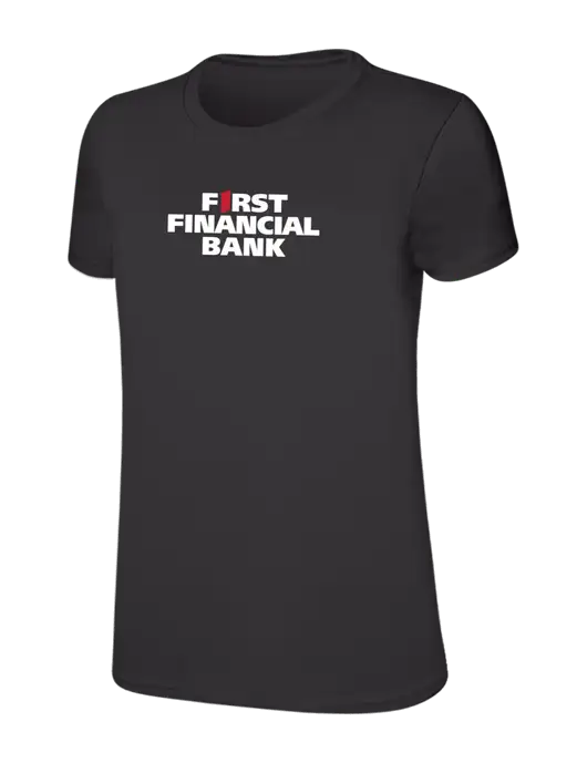 Womens Ring Spun Charcoal 4.5 oz T-Shirt w/First Financial Bank Logo