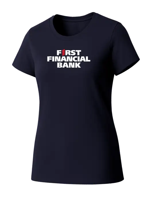 Womens Seriously Soft New Navy T-Shirt w/First Financial Bank Logo